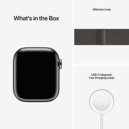 Apple Watch Series 7 GPS + celular, capa de aço inoxidável de grafite de 41 mm com grafite Milanse Loop AppleCare Watch Series 7