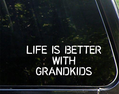 A vida é melhor com os netos - para carros Decalque de Janela de adesivo de carros engraçados de carros engraçados | Branco | 8,75 polegada