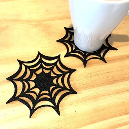 Kesyoo Black Felt Spiderweb Placemats 2pcs Halloween Placemats Black Spider Spider Coasters Felt Fell Isolle