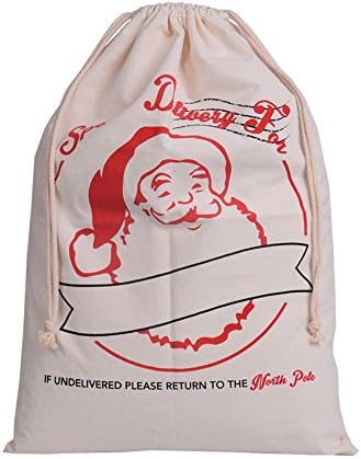 Algodão Santa sacos grandes sacolas personalizadas para presentes de Natal Hessian Burlap Stocking 27 x 19 polegadas