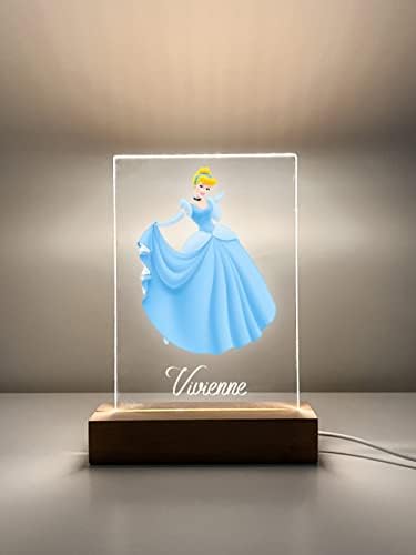 Cinderela Premium Wood Base Stand Night Light Up Table Desk Led Led Princess Princesa Princess