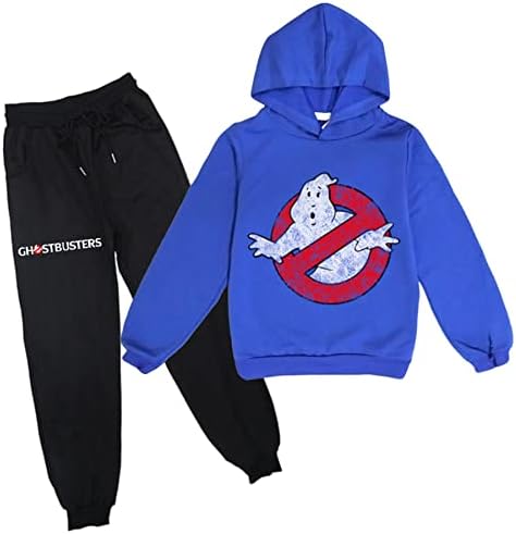 Hoertu Kids Ghostbusters Pullover de manga longa com capuz e calças de corredor Conjuntos de 2 peças de traje casual para meninos