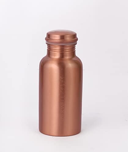Bunerta de água de cobre de cobre de 17 oz de água de cobre com tampa - garrafa de água de cobre ayurvédica - vaso de água de cobre - beba mais garrafa de água - pequena prova - acabamento fixo sem costura