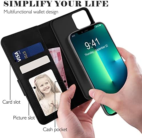 Caso Yatwin para iPhone 13 Pro Max Wallet Case, capa de couro de fechamento magnético com suporte de cartão e estojo de telefone