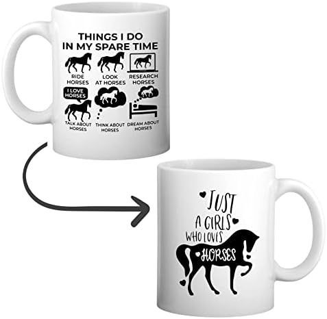Dotain apenas uma garota que adora cavalos caneca de café engraçada de cavalos, 11 onças de caneca de cerâmica para leite de chá, presente