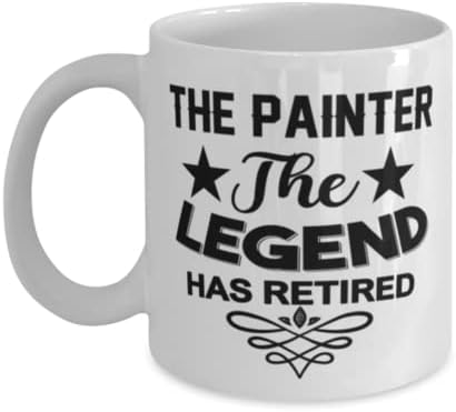 Caneca pintora, The Legend se aposentou, idéias de presentes exclusivas para pintor, copo de chá de caneca de café branco