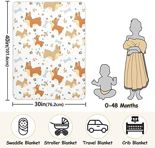 Randa de cachorro Corgi Ossos unissex Breito de bebê fofo para criança cobertor para criança para creche com cobertor de segurança