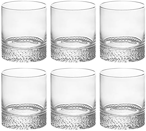 Tumbler Glass - Double Old Modyed - Conjunto de 6 copos - belos copos de cristal de corte cortado - para uísque - bourbon - água - bebida - copos de bebida - 13 oz. - Feito na Europa por Barski
