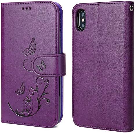 Caixa de carteira xr iphone xr com 4 cartas para mulheres, capa destacável Flip folio pu de couro pulseira de pulso removível