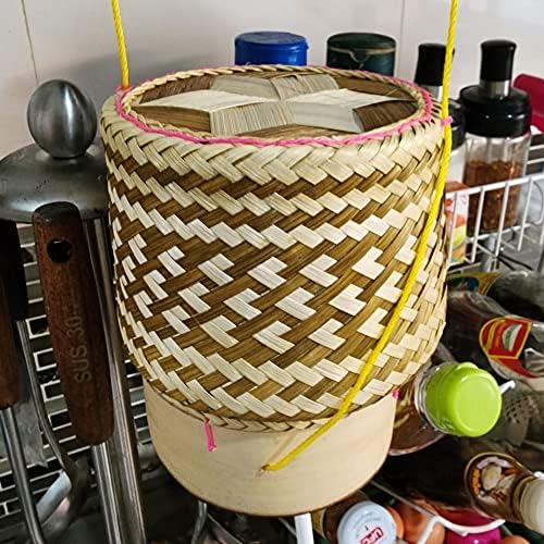 Heavens tvcz bambu de arroz pegajoso cesta de servir de contêiner thai kratip feito artesanal