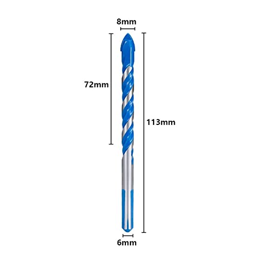 Broca de 6 mm de broca de broca de 8 mm para broca de triângulo para cerâmica ladrilho de concreto de parede de metal orifício de perfuração Broca de vidro de vidro 1pcs bits