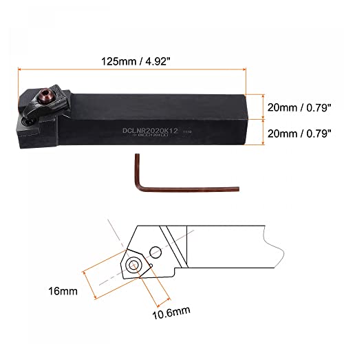 Uxcell Indexable CNC Turning Turning Tool Telder, 95 ° DClnr2020K12