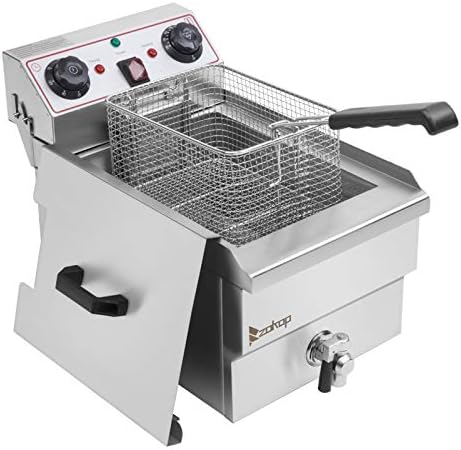 ZOKOP EH101V 8.5QT/8L Capacidade total 12,5qt/11.8l Torneira de aço inoxidável Fritadeira de profundidade 1700W Max