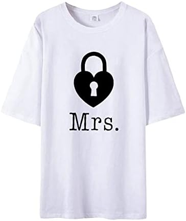 Camisetas femininas masculinas de Uofoco para casal que combina o dia do dia dos namorados no pescoço redondo de manga curta para o