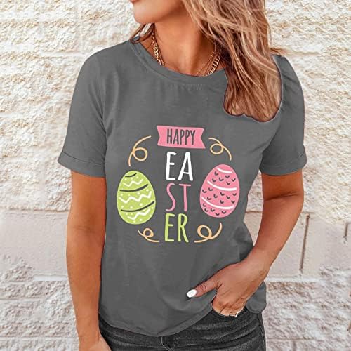 Bunny Prints T Camisetas Mulheres Feliz Dia da Páscoa Verão Tops Básicos de Tunica Casual O-Gobes