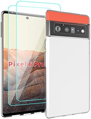 Caso para o pixel 6 Pro Case Clear com protetor de tela HD [2 pacotes] Slim Fin Soft Soft TPU Moda Non-deslizamento [Scratch Resistante] Capa de capa de telefone de silicone para o Google Pixel 6 Pro