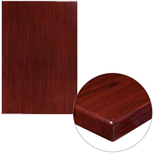 Flash Furniture 30 '' redondo 2 tons de alto brilho Cherry / mogno Top com 2 '' de espessura