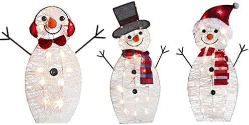 3 peças 2022 iluminação de Natal Snowman de neve decoração de quintal ao ar livre 20 luzes pré -iluminada boneco de neve com