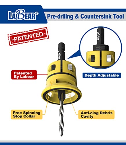 Labarear Countersink Drill Bits com broca HSS substituível, pedaços de troca rápida de 1/4 , profundidade de atrito de baixo