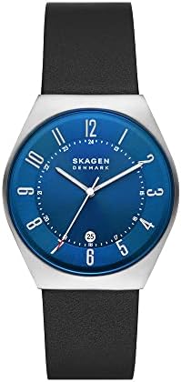 Skagen Men's Grenen Whate Date Watch com malha de aço ou banda de couro