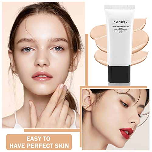 Zhishudl Skin Tone Ajuste CC COR CORRETA CORRIGIDO DE CORREÇÃO DO SPF 50, Auto -ajuste para a pele madura Pré -makeup Primer Cosmetics