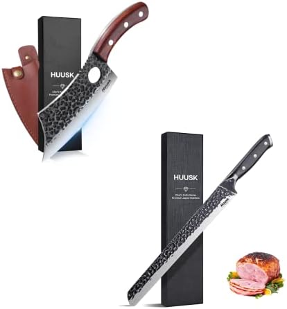 Pacote de facas de chef huusk com faca de escultura em fatia premium de 11,6 polegadas para cortar carnes costelas