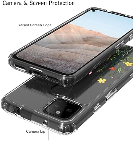Capa de telefone celular ftonglogy para google pixel 5a 5g, buffer de ar slim transparente para pára -choques tpu+ pc choques