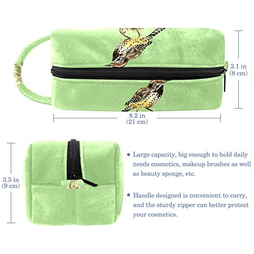 Bolsa de maquiagem Bolsa de cosméticos de viagem à mão Cacto Bolsa organizadora de saco de higiene pessoal de pássaros com zíper