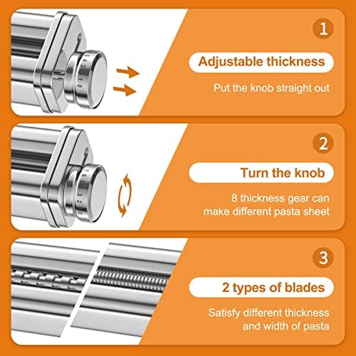 Acessório de fabricante de massas para o misturador de KitchenAid 3 Conjunto incluem rolos de folha de macarrão, espaguete, cortadores de fettuccine acessórios de aço inoxidável para KitchenAid por InnoMoon