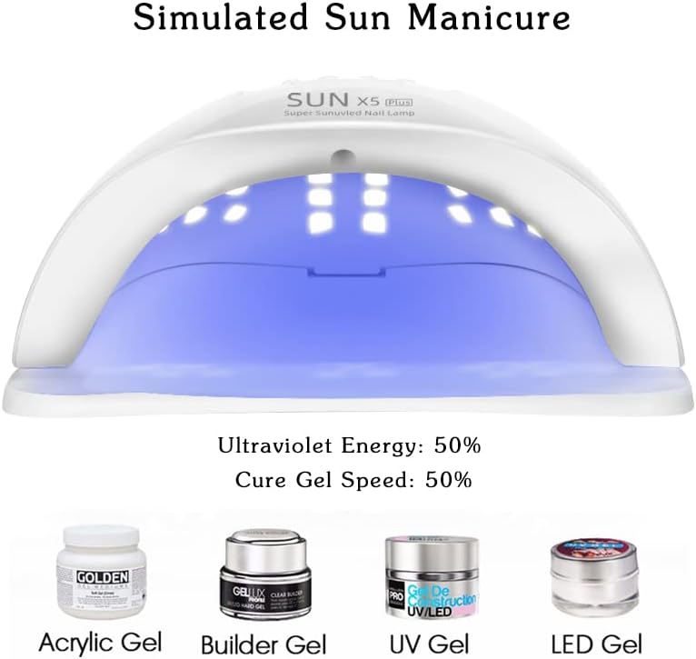 Luz UV para unhas, lâmpada UV para unhas de gel 120W, lâmpada de unha LED UV com 4 temporizadores, secador de unhas para