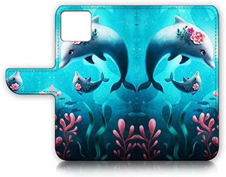 Para iPhone 12 Pro Max, capa de capa de carteira de flip de flip, A24620 FLOR DOLPHIN