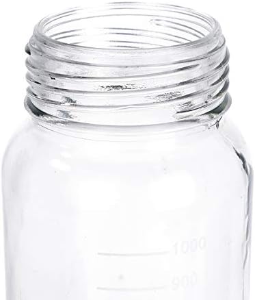 Pastein 3 pacote 1000 ml de boca larga graduada em reagente reagente/garrafa de vidro de laboratório de armazenamento com tampa