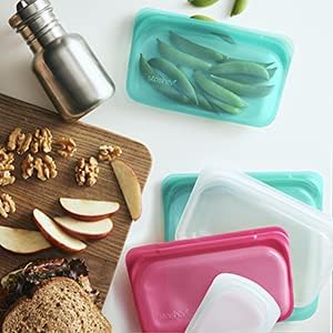 2 Sacos de armazenamento reutilizáveis ​​para alimentos de silicone, reduzem o plástico de uso único, cozinhe, armazenam, sous vide ou congelados, à prova de vazamentos, lavadores de louça, ecologicamente corretos