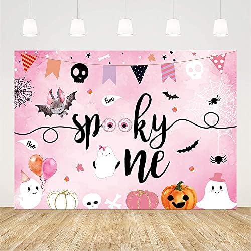 Sendy 7x5ft Halloween Spooky One Backdrop Happy 1st Birthday Party Decorations Supplies for Girl Balões Boo Pumpkin Bat Skull Cinvel