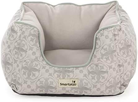 Smartykat Deep Sleeper reforçado Cama de gato Cuddler, máquina lavável - cinza, pequena