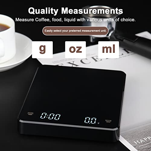BENECHEF Coffee Scale, Pese Digital Coffee Scale com timer, escala de café expresso com carregamento tipo C para