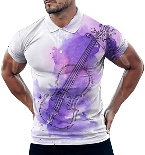 Camisas de pólo de fvowoh mass camisetas de manga curta Botão de impressão digital Retro 3D lapela camisetas curtas camisetas