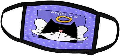 3drose S. Fernleaf Designs Memoriais Cats - Angel Tuxedo Cat Cute Desenho de Pet Perda de Pet Memorial - Máscaras faciais