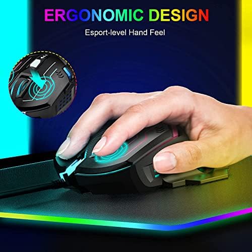 GK-XLI Gaming Mouse Wired, RGB Computer Gaming Mouse USB Mouse conectado com o modo de luz de fundo do Chroma, camundongos
