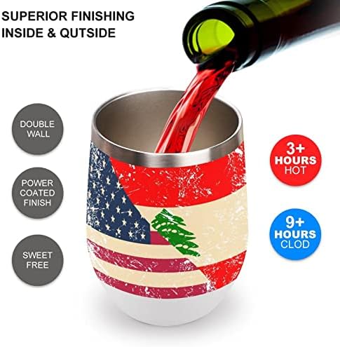 EUA e caneca de café da bandeira retro dos EUA e libaneses em aço inoxidável Drink Copo com tampas para o Projeto