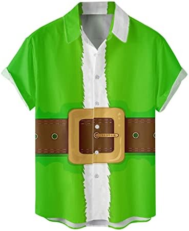 Dsodan St. Patrick's Day masculino Button Down Down Camisetas de manga curta Casual Tops Green Graphic Plus Tamanho Camisa de boliche