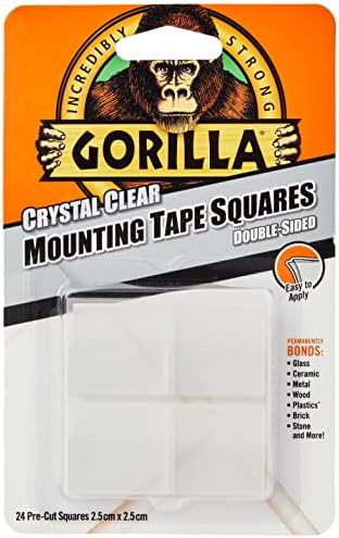 Gorilla 3044110 quadrados de fita de montagem, cristalino, pacote - 1