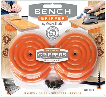 Grippers de bancada universal Slipstick CB700 com superfície de alcance não deslizante para trabalho em madeira, pintura, nivelamento, elevação e suporte de 2-3/4 ”redondo x ½” de altura, 8 pacote, 8 contagem