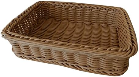 CvhomedEco. Imitação retangular Rattan Bread Basket Fruit Exibir cesta de cesta de alimentos serve cesta resina de supermercado