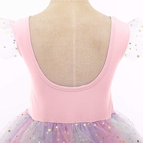 IDOPIP Toddler Kids Girls lantejous de dança de balé de estrela com glitter tutu skirted collant colorful mheh bailarina dança roupas