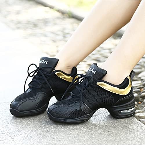 AOQUNFS Feminina Jazz Sneakers Sneakers Lace-up Walking Dance Shoes, Modelo B55