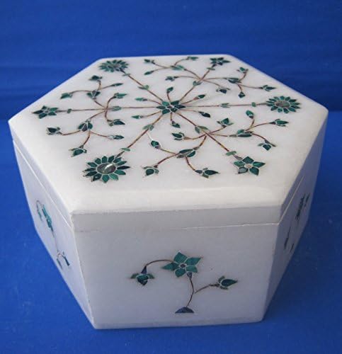Craftslook Pietra dura-liquid-top Box em forma retangular com raiz de lótus 5 polegadas