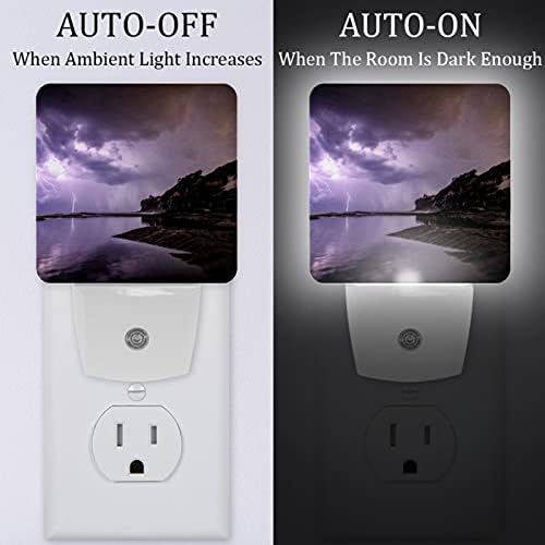 Lorvies Purple Ilumping Mountain Plug in LED Night Light Auto Sensor Anot