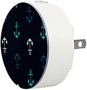 2 Pacote de plug-in Nightlight Night Night Light Marine Sea Anchor Pattern com sensor do anoitecer para o quarto para o quarto de