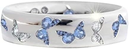 Anéis punk anéis de polegar ajustável em aço inoxidável para mulheres anel de borboleta cristalina colorida borboleta de